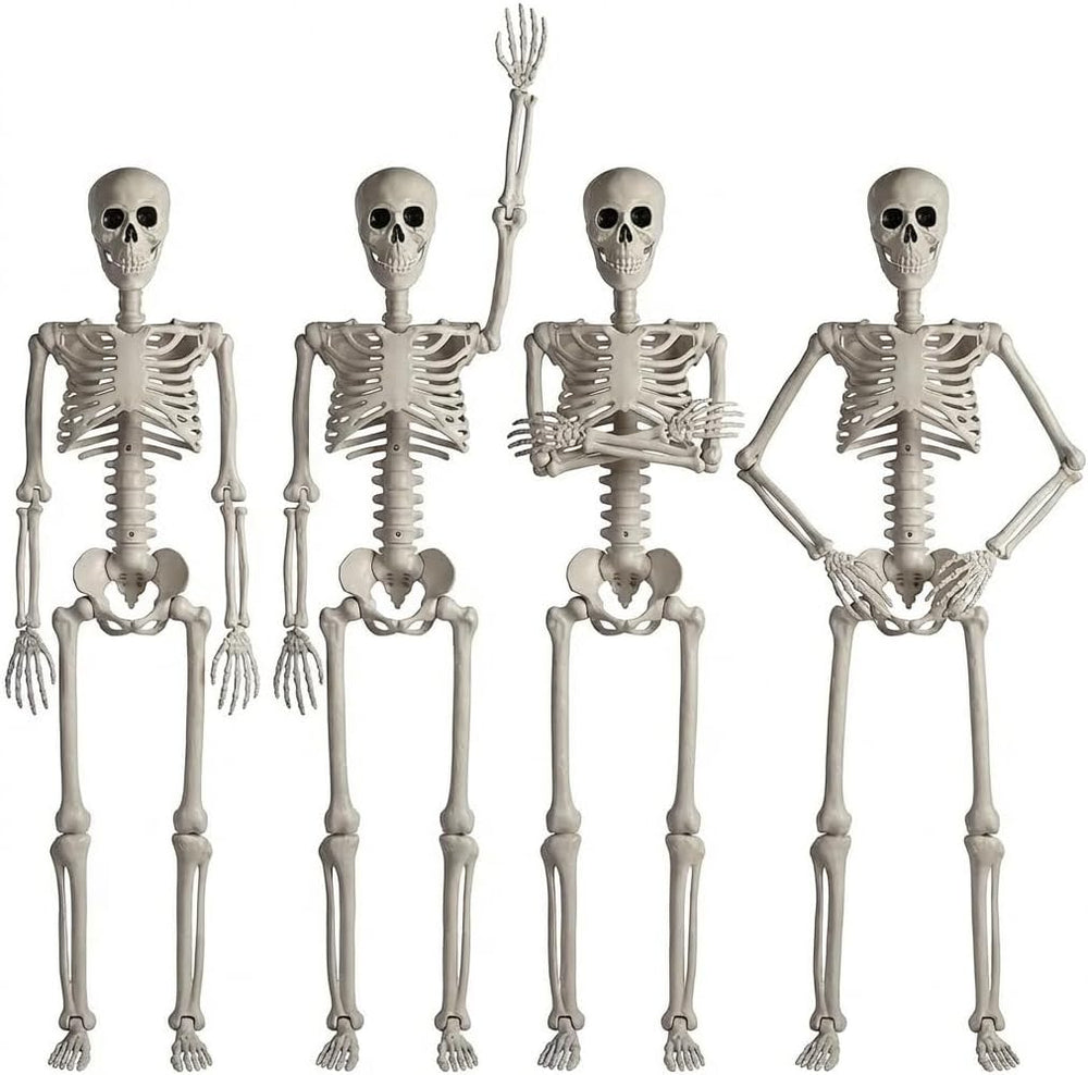 4Pack 36 Inches Pose-N-Stay Halloween Skeleton Life Size Full Body Posable Mo...