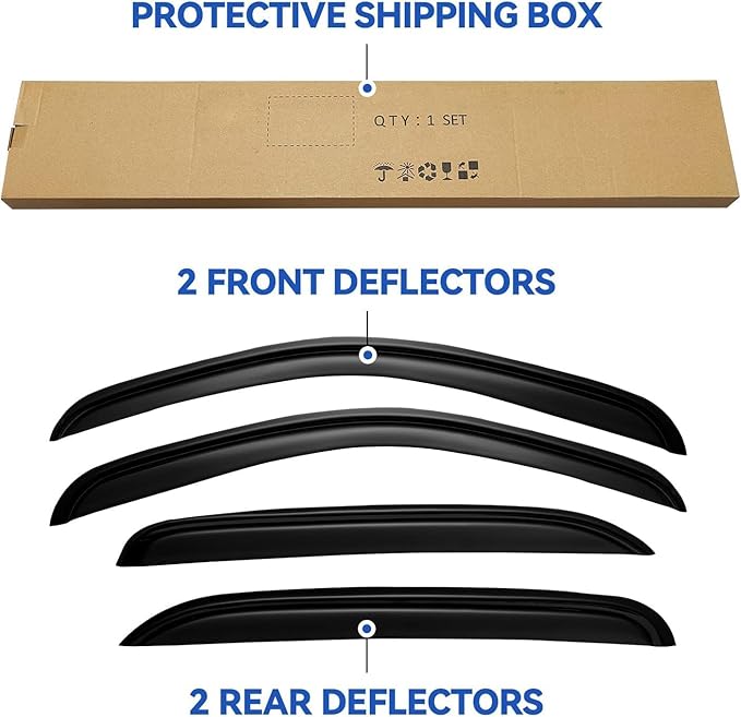 Window Visors Rain Guards for 2007-2013 Chevy Silverado/GMC Sierra