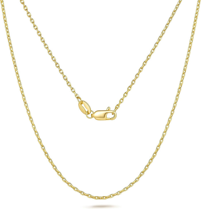 14K Gold Necklaces for Women Men 1.1/1.2/1.3mm Cable Chain Necklace