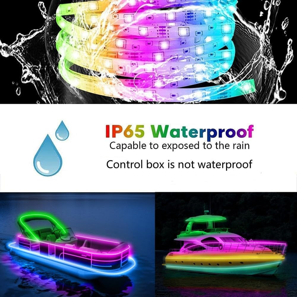 Boat Strip Lights Waterproof 32.8FT, 12v RGB Marine Pontoon Boat Lights