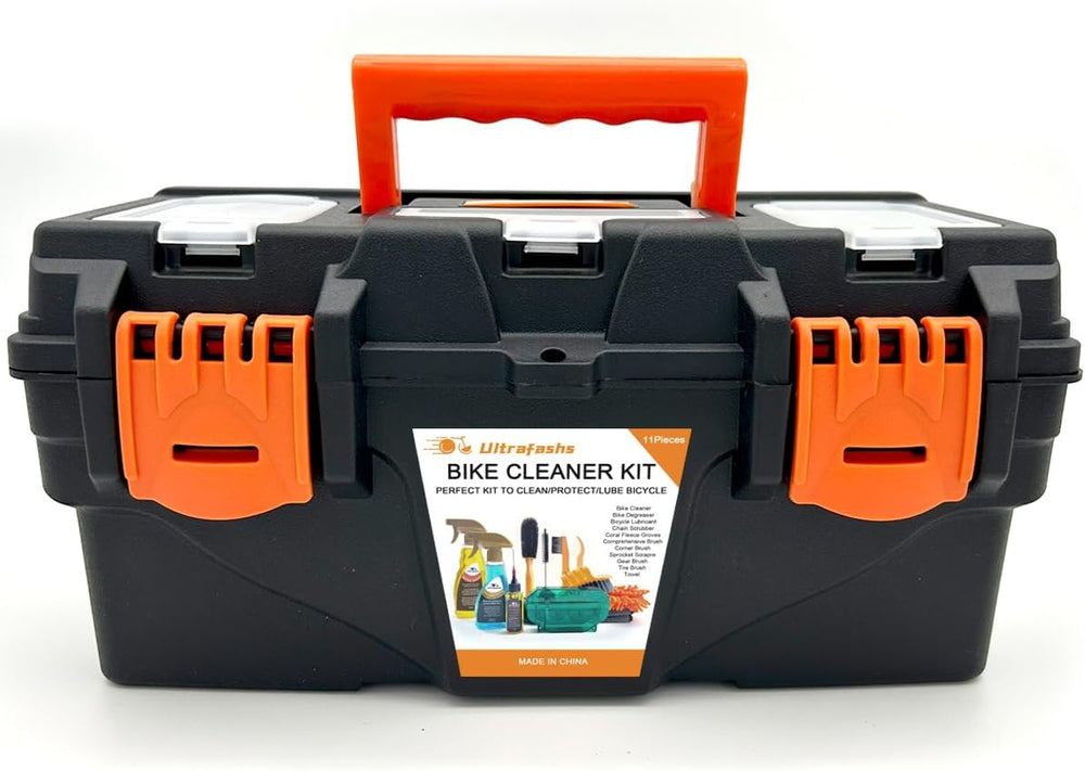 Bike Cleaning Kit, 13-Piece with Degreaser, Lube & Chain Scrubber
