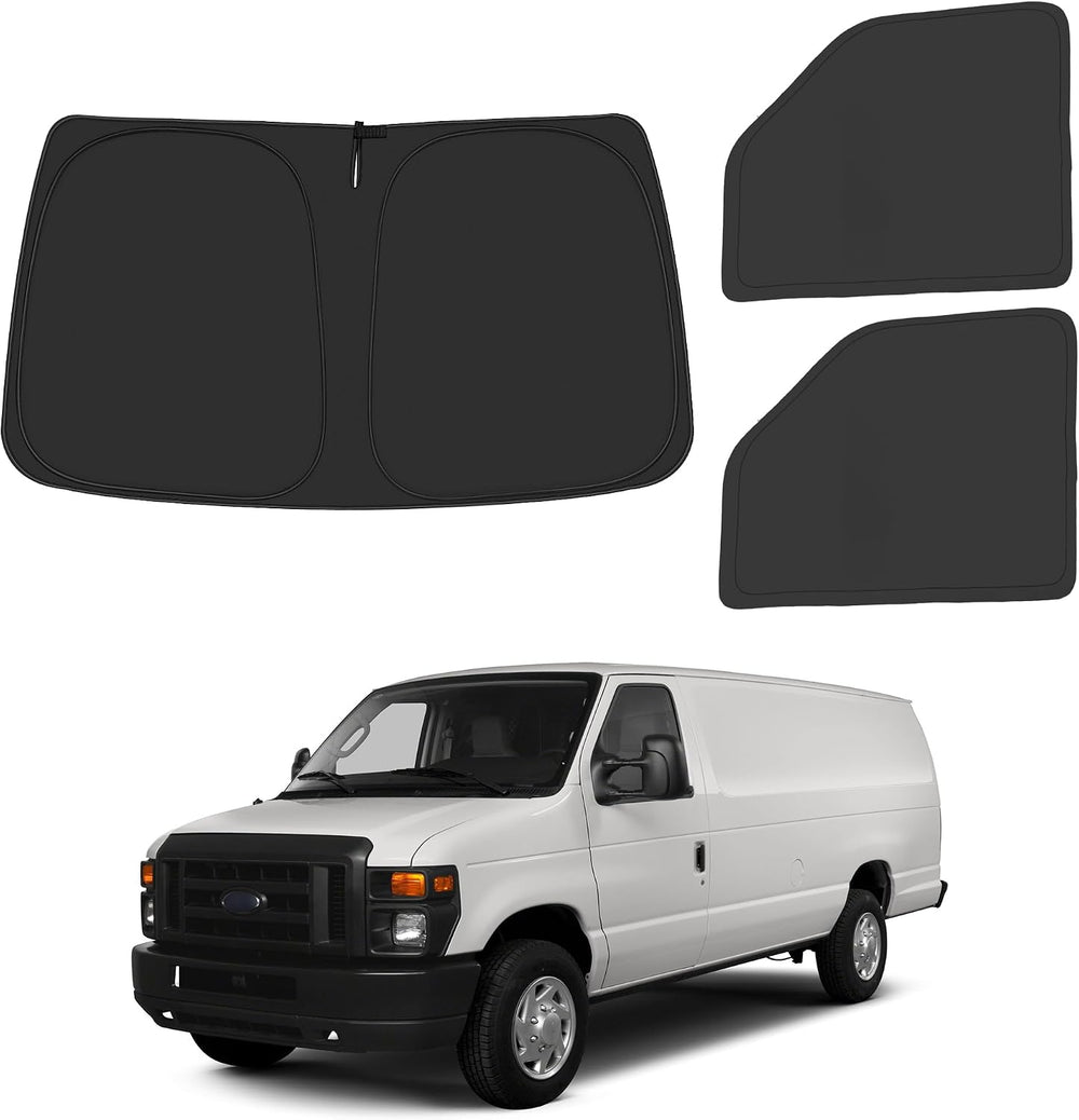 Front Windshield ＆ Side Window Sun Shade for 1992-2025 Fo-rd E-Series E-150 E...
