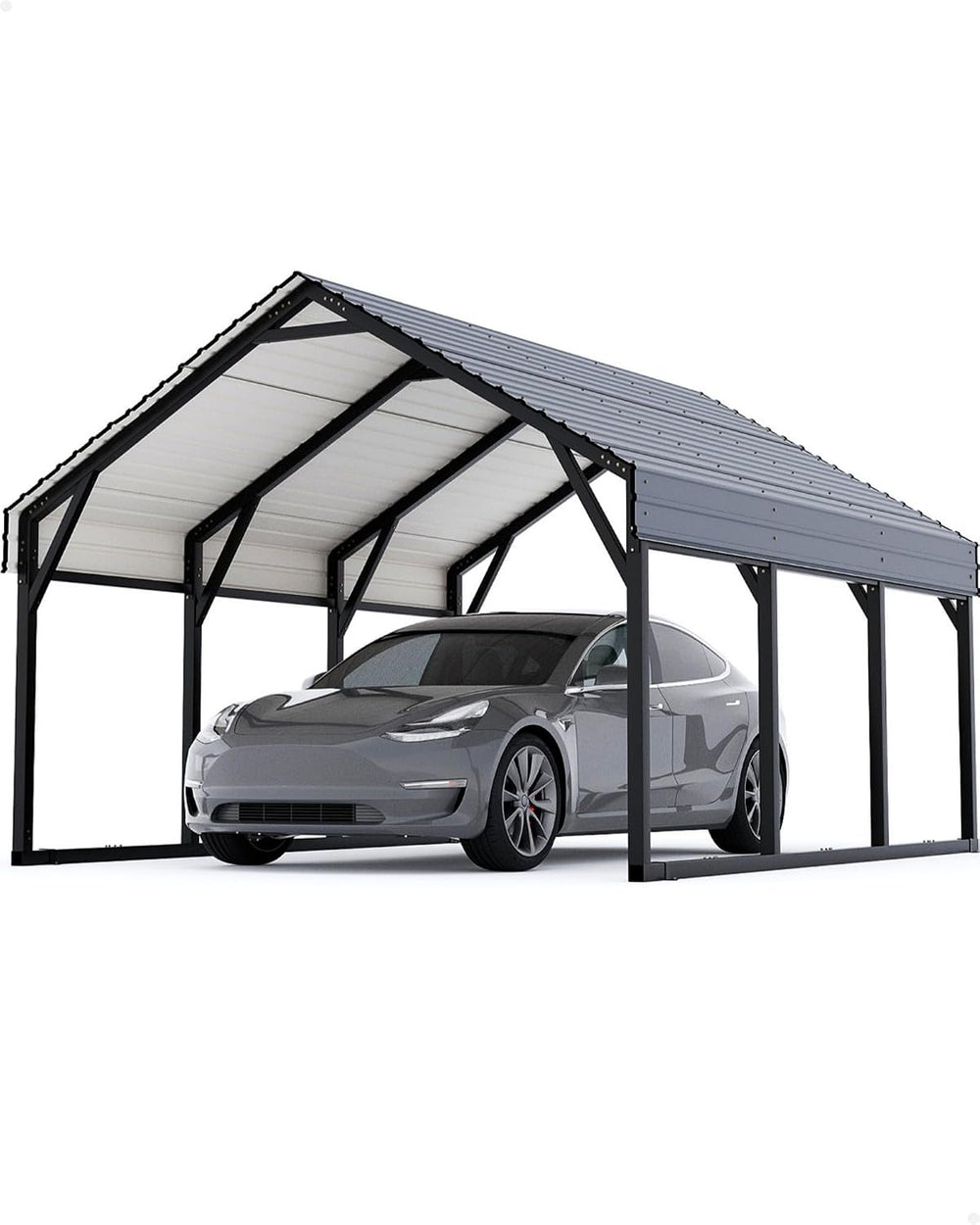 GarveeLife 10x15 ft Metal Carport, Reinforced Frame and Steel Roof for All-We...