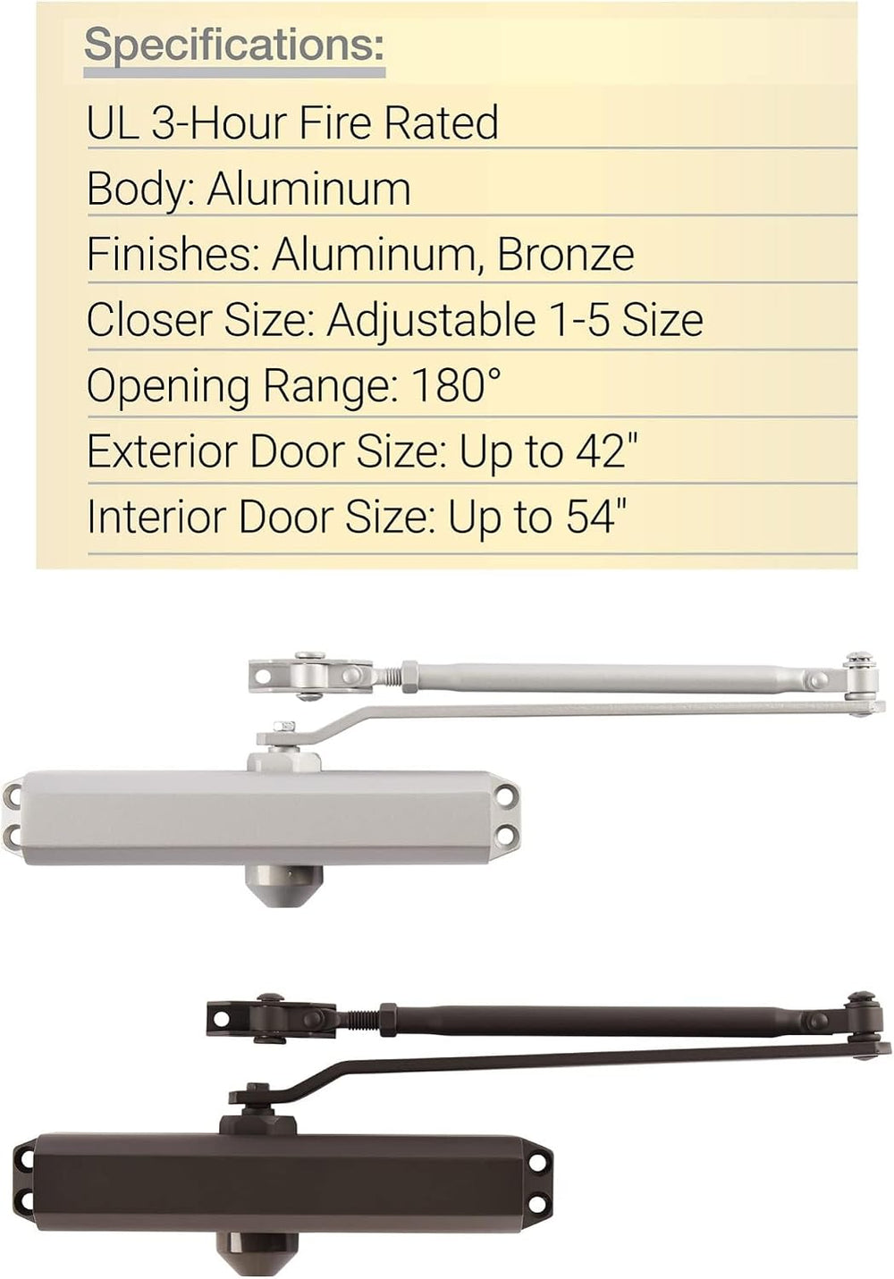Brinks Commercial Aluminum Steel Hydraulic Door Closer Grade 1