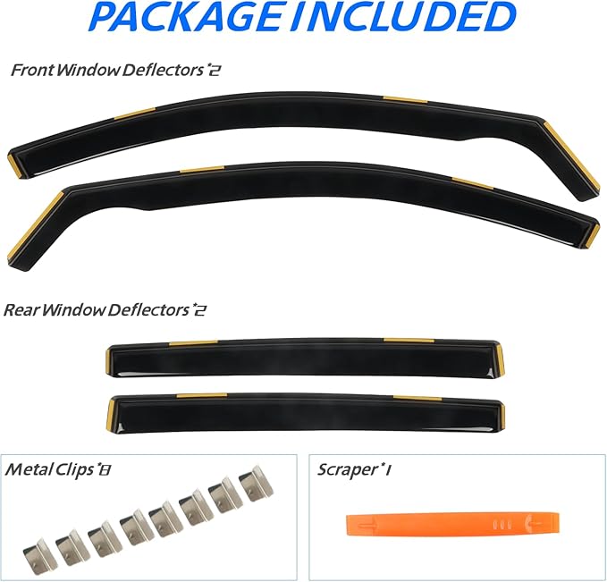 4 PCS in-Channel Window Rain Guards Fit