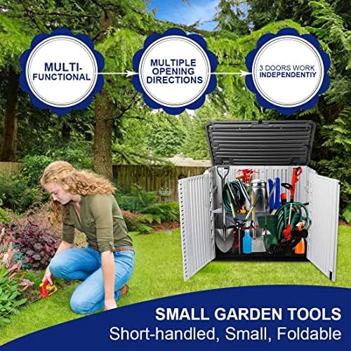 KINYING Outdoor Storage Shed - Horizontal Storage Box Waterproof for Garden, ...