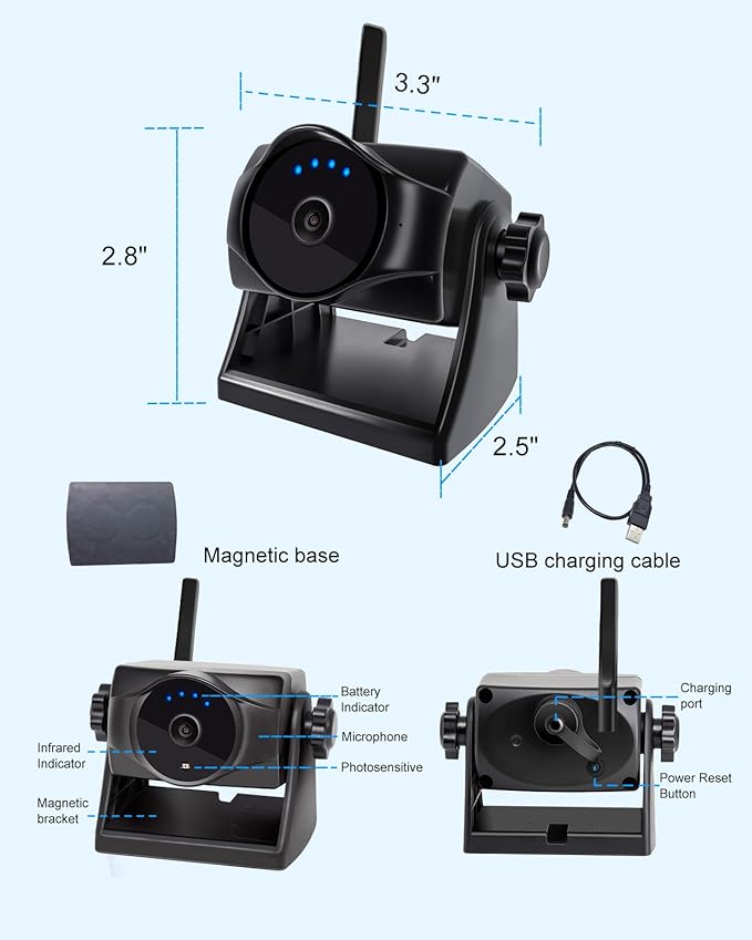 1080P Magnetic Wireless Backup Camera, WiFi Hitch Camera