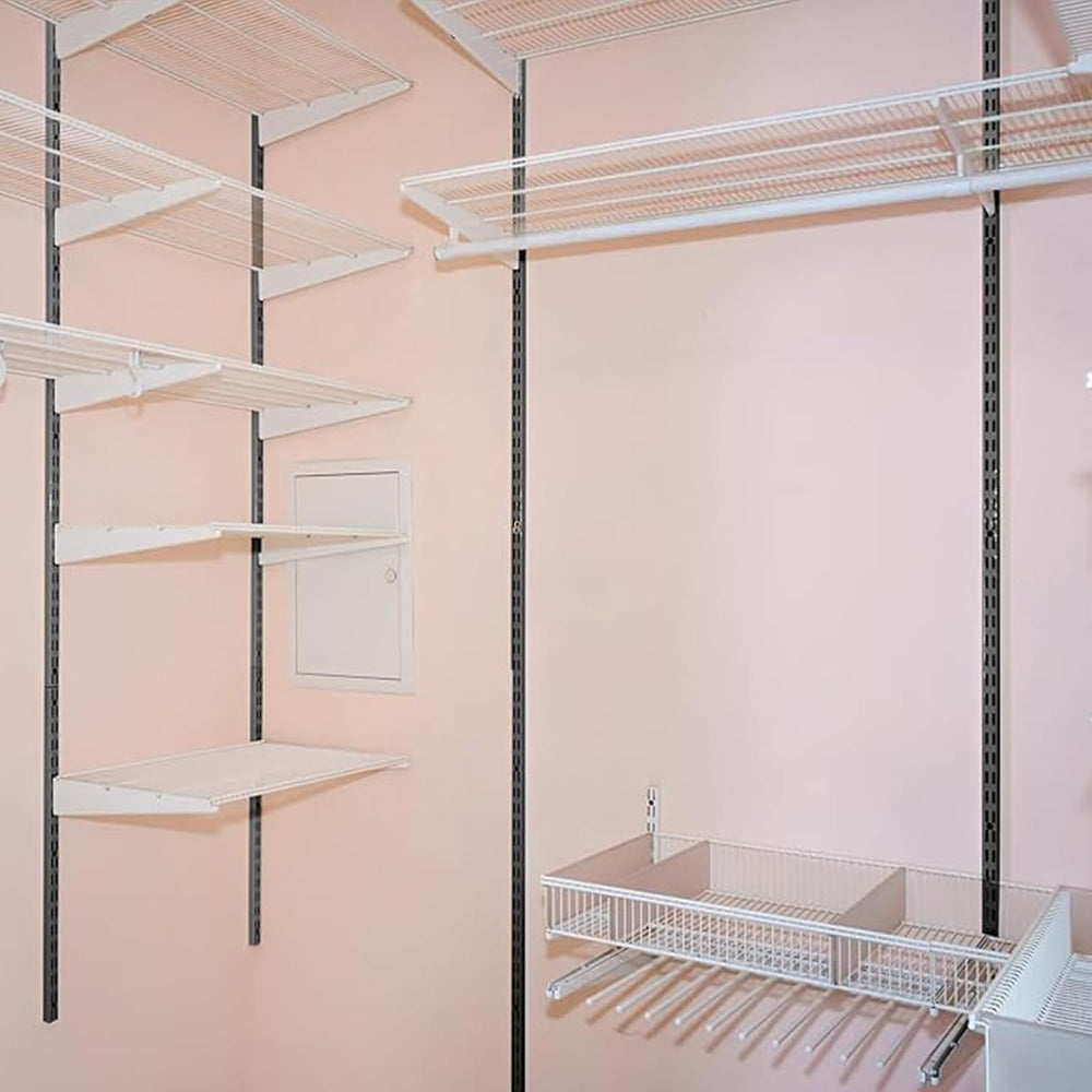 MorningRo 12 Pack 25" Dual Track Shelving Rail, Dual Slot Upright, Black