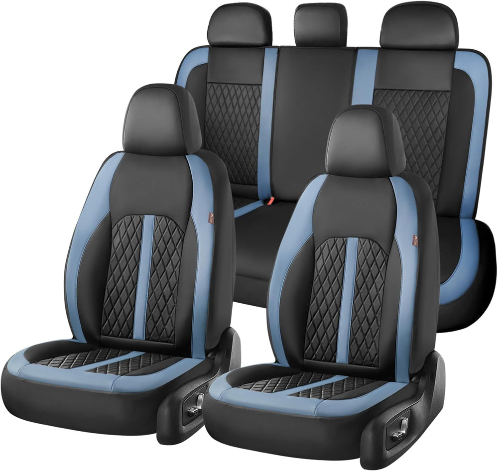 Coverado Universal Leather Seat Covers Full Set for 5 Seats – Waterproof, Dur...