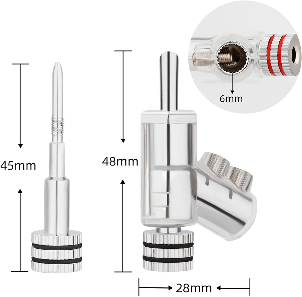 Monosaudio 8Pcs Locking Banana Plug 45 Degree Double Screw(Rhodium Plated)