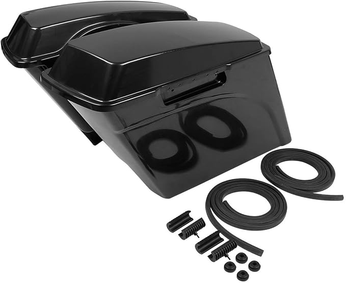 XFMT Unpainted 5" Stretched Extended Hard Saddlebags Dual Exhaust Compat...