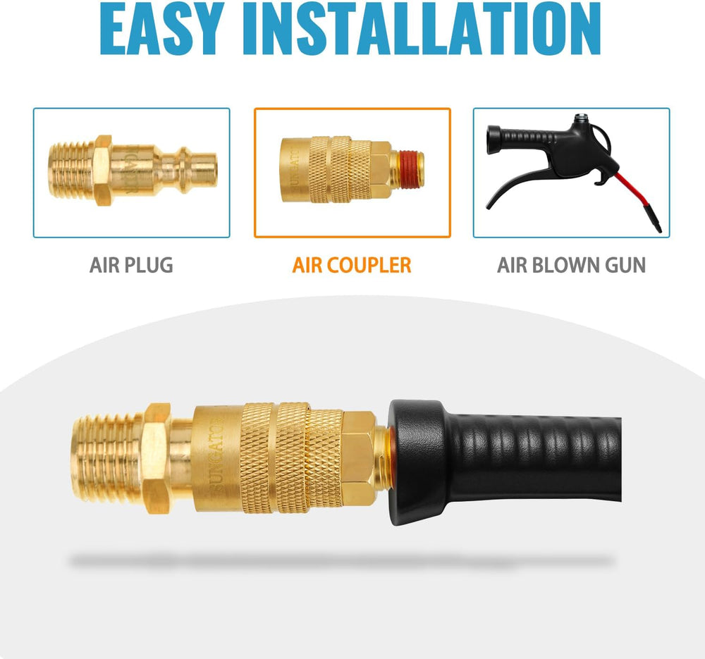 SUNGATOR Brass 1/4" Male Air Hose fitting, 10-Pack MNTP Industrial Coupler