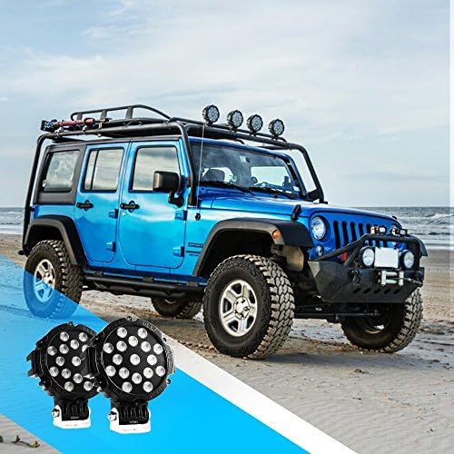 Nilight - 15023SB-B Led Light Bar 2PCS 7" 51w 5100LM Black Round Spot Li...
