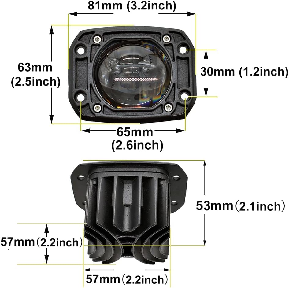 3 Inch Flush Mount LED Pods Fog Light Spot Driving Off Road