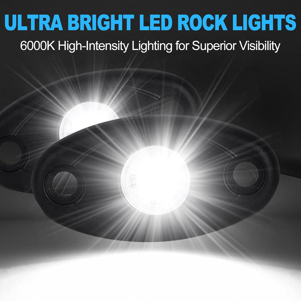 24 Pods White Led Rock Lights，Automotive General Under Body Neon Glow Led Pur...