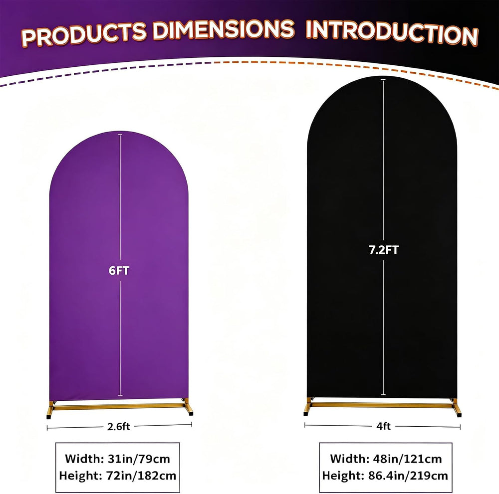 Black Purple Halloween Arch Backdrop Covers 7.2FT 6FT Party Arch Covers