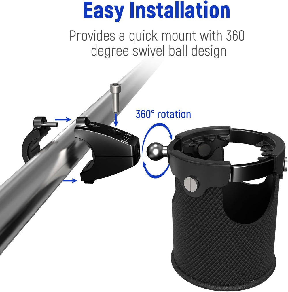 LEXIN C3 Motorcycle Cup Holder, Mount for 7/8"-1 1/4" Handlebars, B...