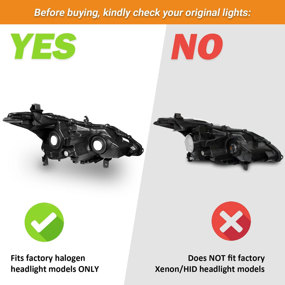 WEELMOTO Halogen Headlights Assembly for 2013-2015 Nissan Altima