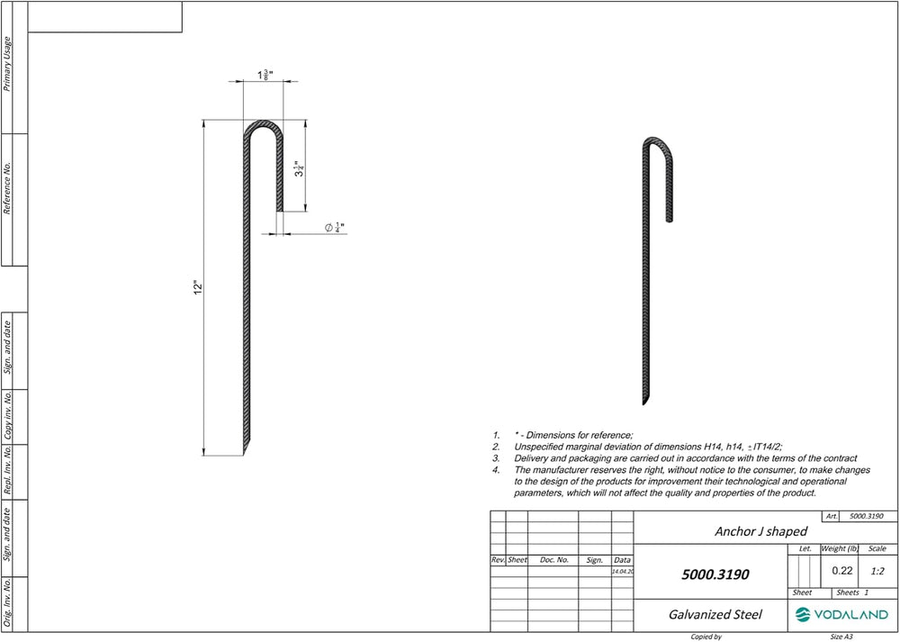 Vodaland Rebar Stakes J Hook Extra Heavy Duty 1/4 inch Coated Steel Ground An...