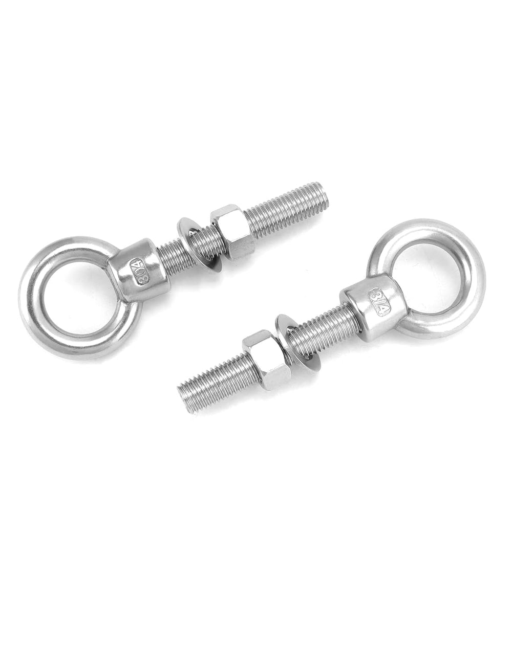 QWORK Stainless Steel Shoulder Eye Bolts 3/4"-10 x 4, 5 Pack – for Lifti...