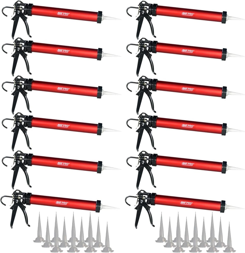 AWF PRO Sausage Caulking Gun 20 oz, 25:1 Thrust Ratio, Pack of 12