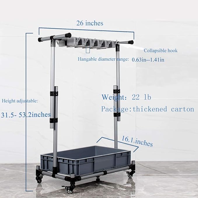 Broom And Mop Holder Put Wet Movable Floor-Mounted Mop Rack Floor Standing