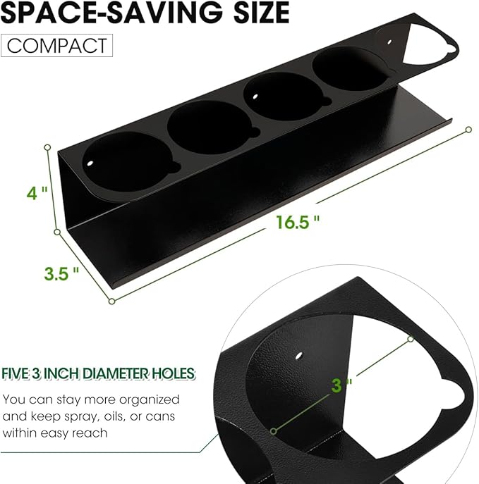 Touri 6 Pack Spray Can Holder for Garage and Workspace, Wall-Mounted Steel