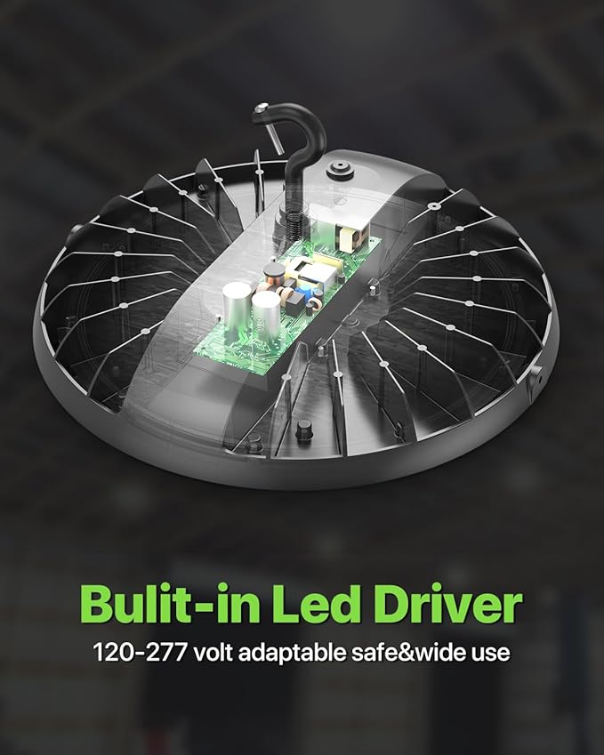 200W UFO LED High Bay Light 6-Pack 150LM/W 30, 000LM Output Led Shop Lights