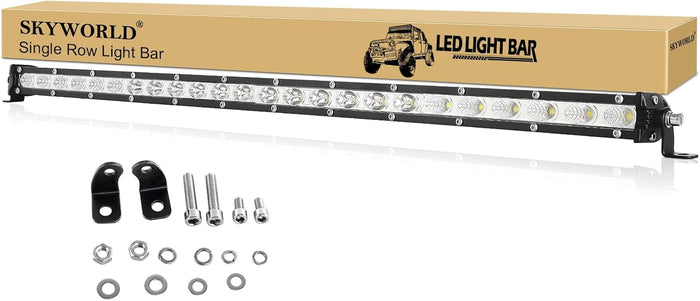 SKYWORLD 25 inch 120W Single Row LED Light Bar, Waterproof 6000K White