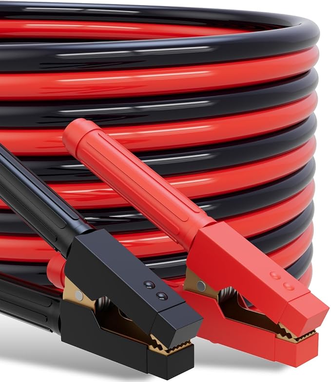 0 Gauge 25 Feet Jumper Cables for Car Battery, Heavy Duty Automotive Booster