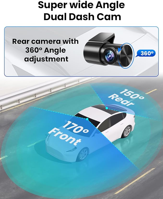 Dash Cam Front and Rear 4K/1080P, Dash Camera