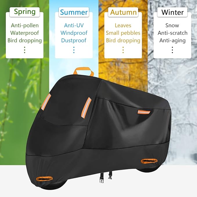 300D Motorbike Cover Waterproof Outdoor, Seceles Durable All Season Protection