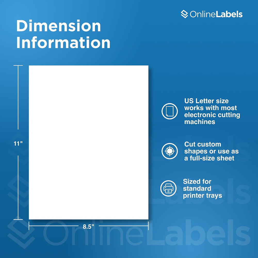 OnlineLabels 8.5" x 11" Sticker Paper - Weatherproof Matte - 100 Sh...