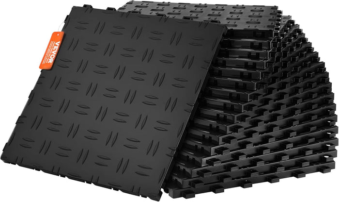 VEVOR Garage Tiles Interlocking, Non-Slip Double-Sided Texture Garage Flooring (25 Pack)