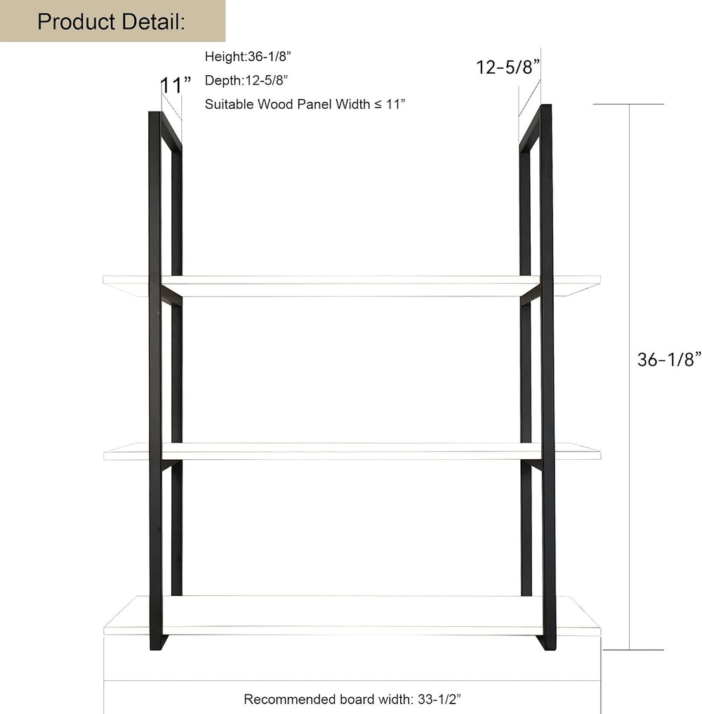 DIYHD 3-Tier Ceiling Mount Shelf Brackets,Industrial Rustic Black Storage Han...
