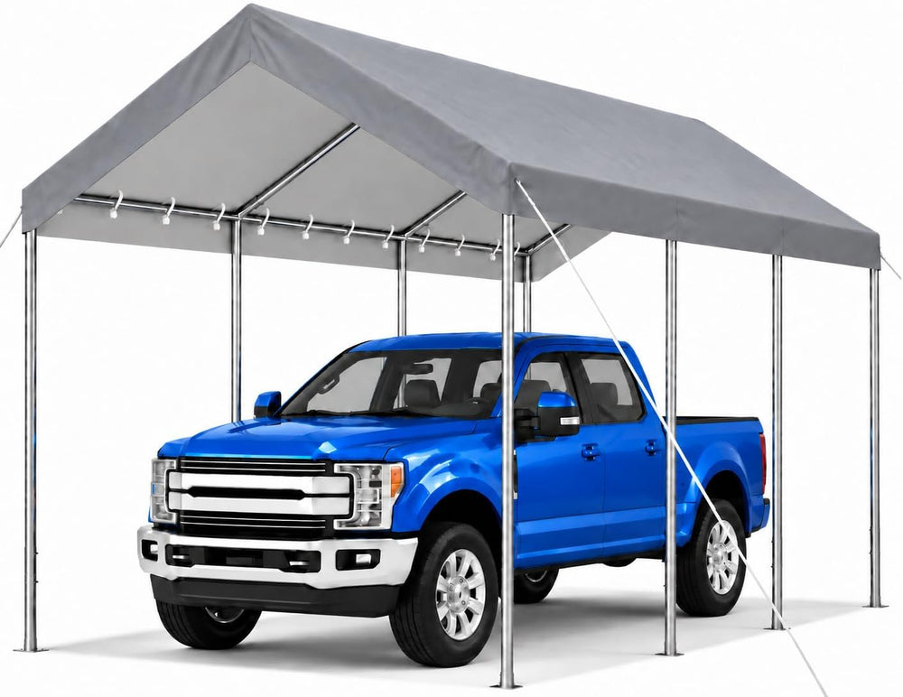 Aoxun 10x20 ft Heavy Duty Carport, Adjustable Height Portable Garage, Gray