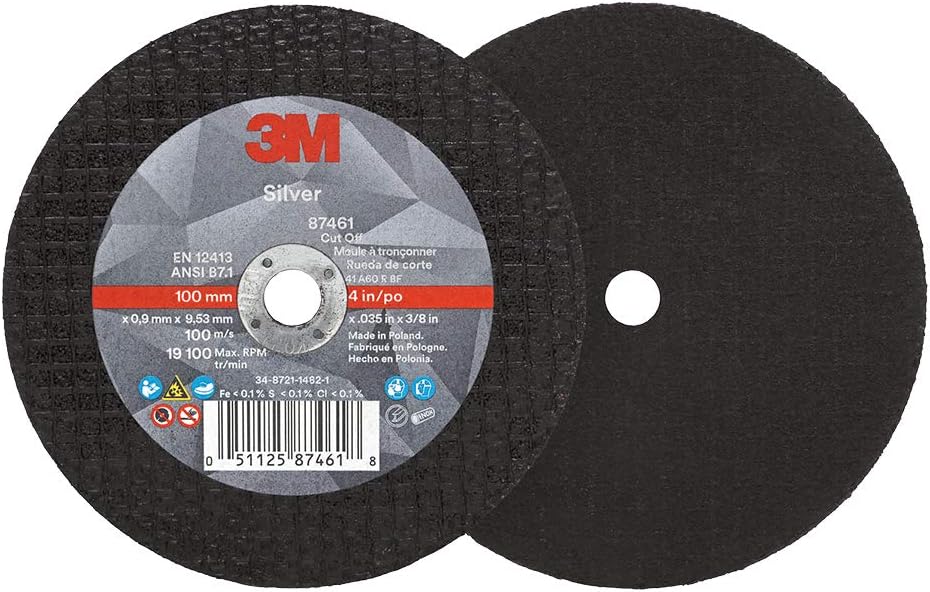 3M Silver Cut-Off Wheel, 87461, 60+, T1, 4 in x 0.035 in x 3/8 in