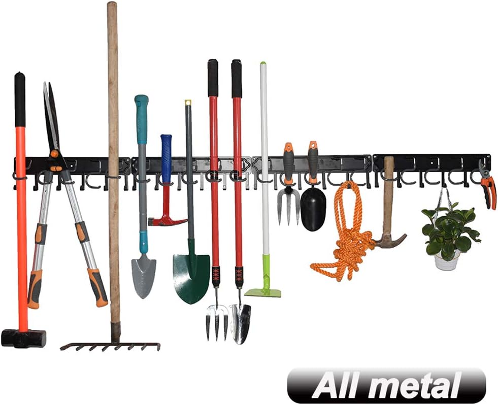 YueTong Garden Tool Organizer Wall Mount, 4 Pack 17-Inch All-Metal Garage Too...