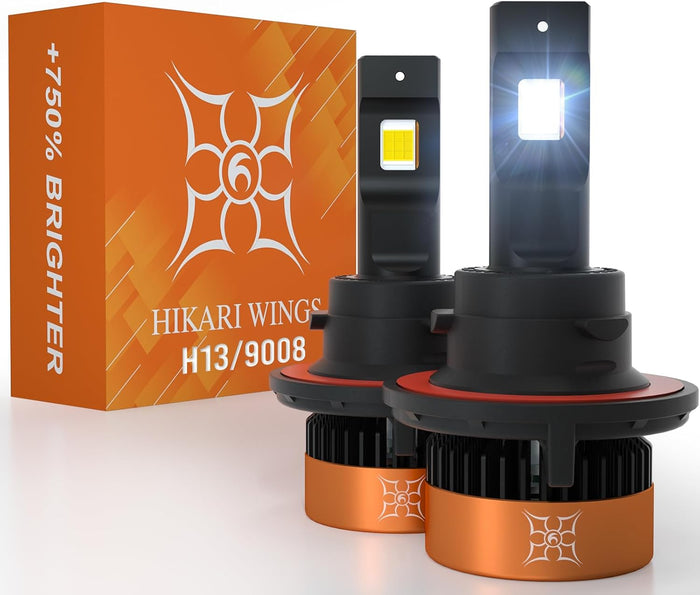 HIKARI WINGS H13/9008 LED Fog light, 30000LM Pure White 6000K LED Bulbs (Pack of 2)