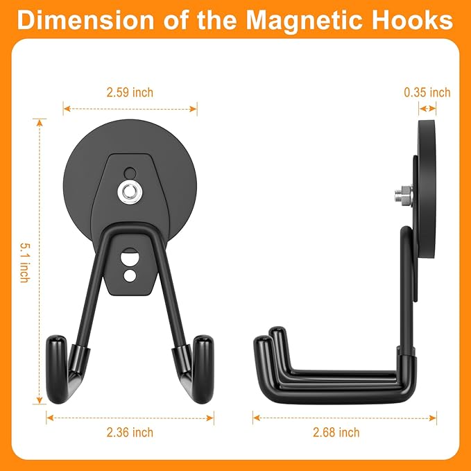 ENUODA Strong Magnetic Hooks 6 Pack Large Rare Earth Magnet Hooks Heavy Duty