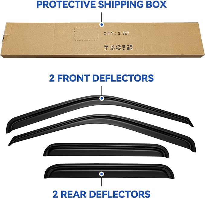 Window Visors Rain Guards for 1999-2016 Ford F250 F350 F450 F550 Super Duty
