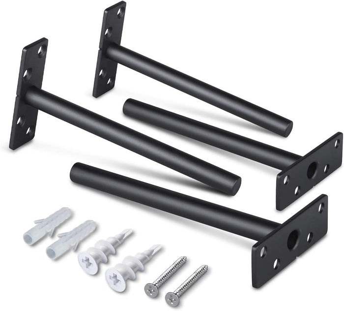 6 Inch Hidden Floating Shelf Brackets, Heavy Duty 300 lbs Capacity, Rustproof Stainless Steel, Invisible Support with Screws Plugs for Drywall Brick (4 Pack)