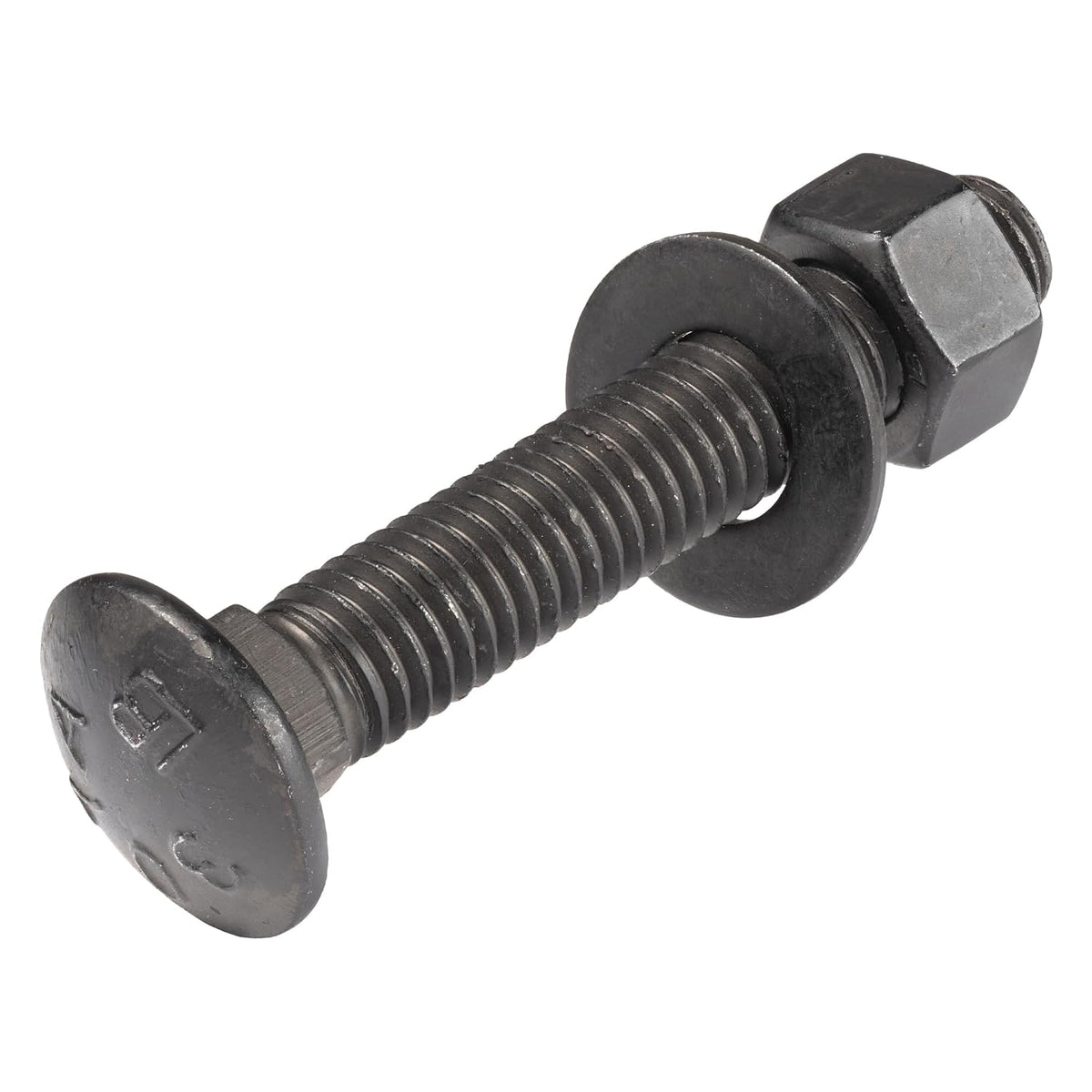 1/2 in. x 3 in. Black Carriage Bolt Kit Includes 12 Bolts, 12 Washers, and 12 Nuts, Ceramic Black Ruspert Coated for Exterior Use - 2X Rust Resistance of Galvanized by Makers Bolt