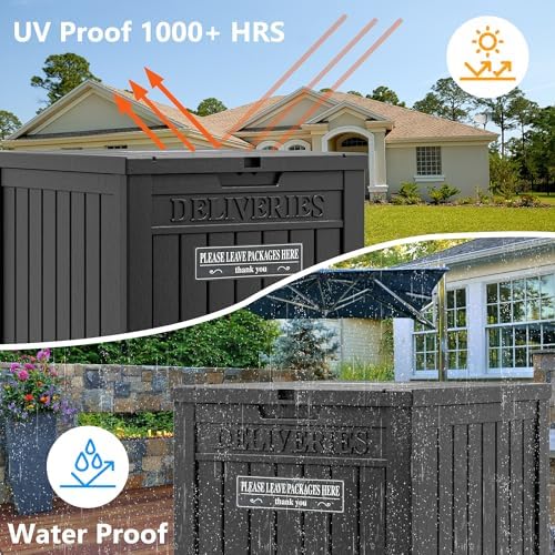 LHBGO Package Delivery Box for Outside, 48 Gallon Storage with Lockable Secur...