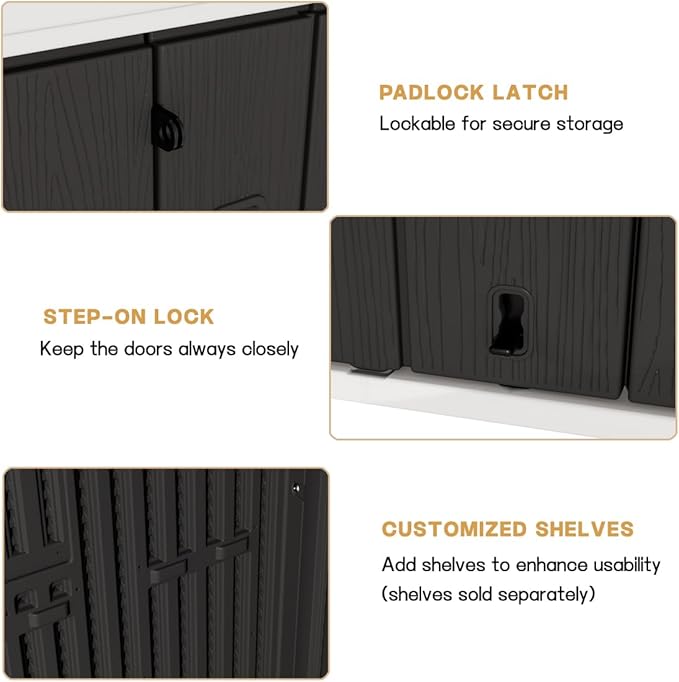 KINYING Outdoor Vertical Storage Shed, 57 Cu.ft Outdoor Storage Cabinet