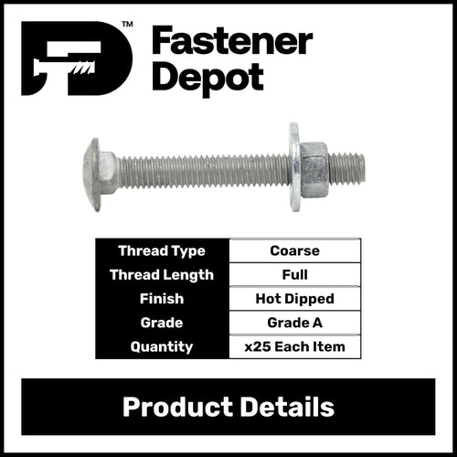 1/2"-13 x 3-1/2" (25 pack) galvanized carriage bolt shown in use