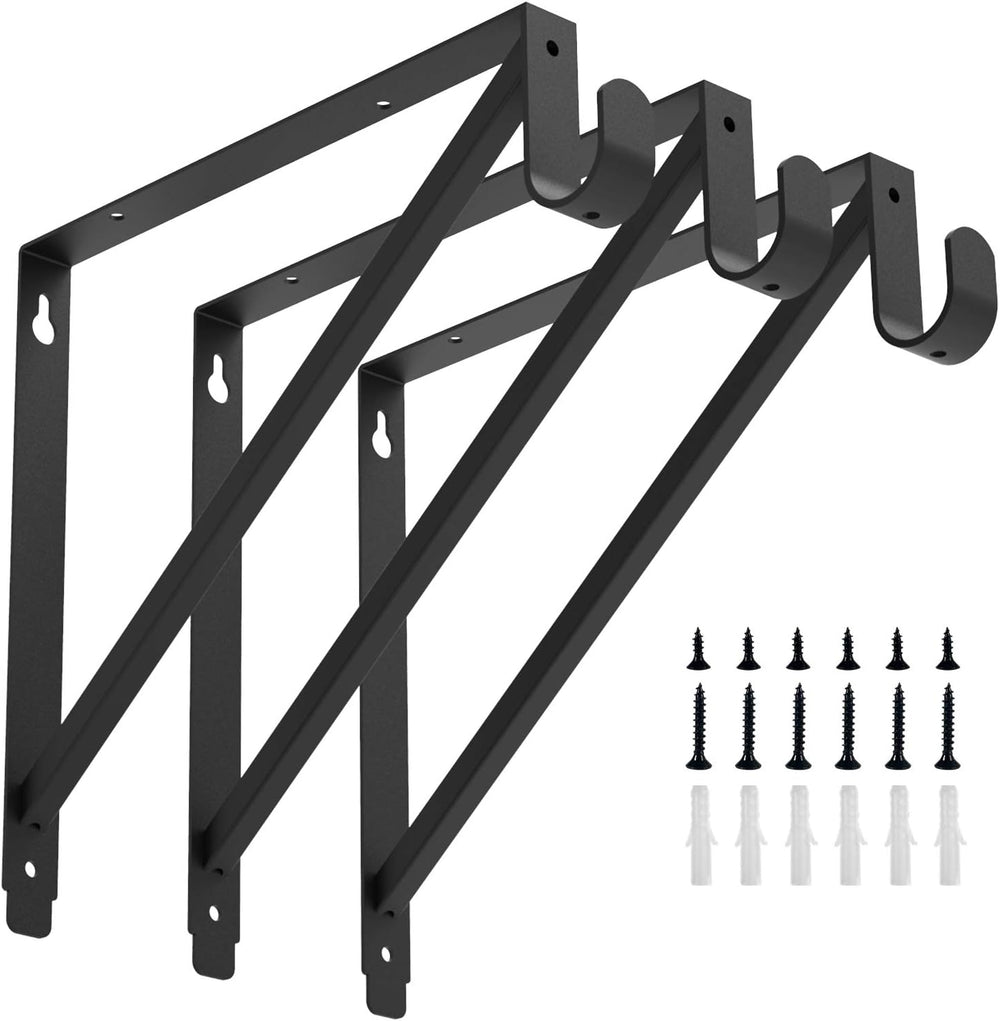 Heavy Duty Closet Rod & Shelf Brackets Clothes Hanger Pole Support Bracke...
