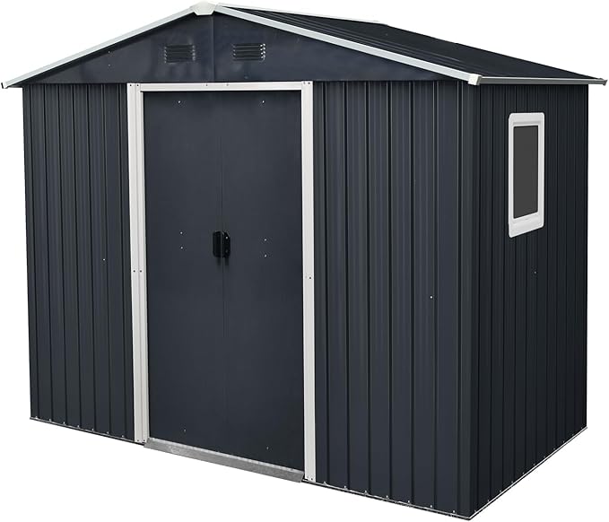 4x8 FT Outdoor Storage Shed, Metal Garden Shed
