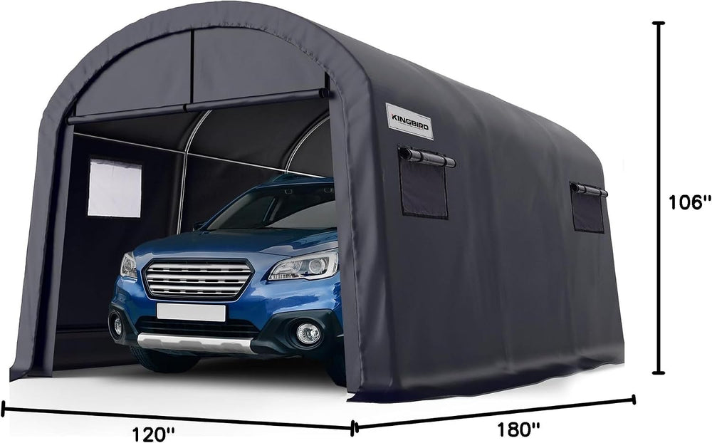 KING BIRD 10' x 15' Carport Heavy Duty with Roll-up Ventilated Windows