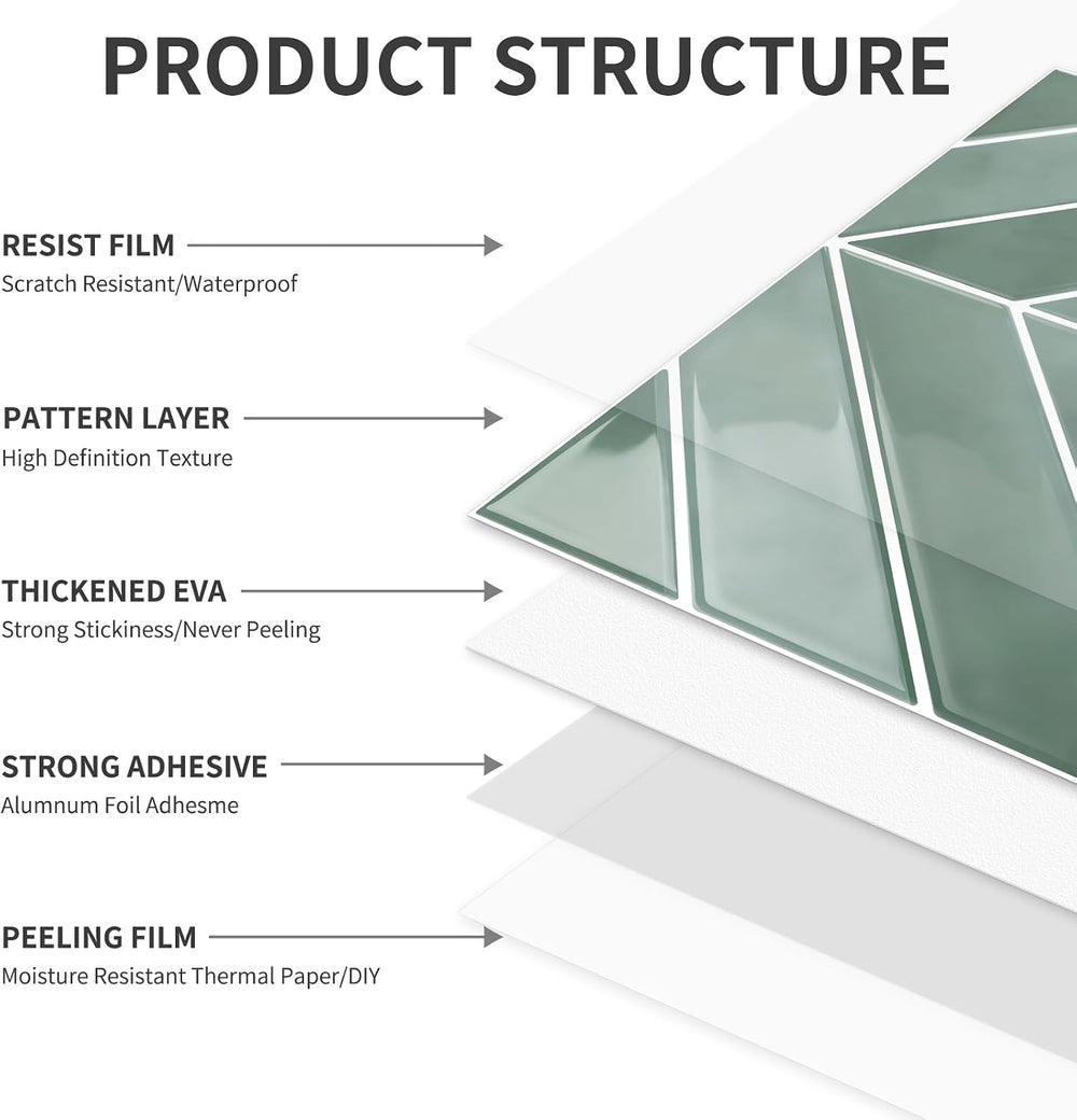 10 Sheets Thicker Herringbone Peel and Stick Backsplash